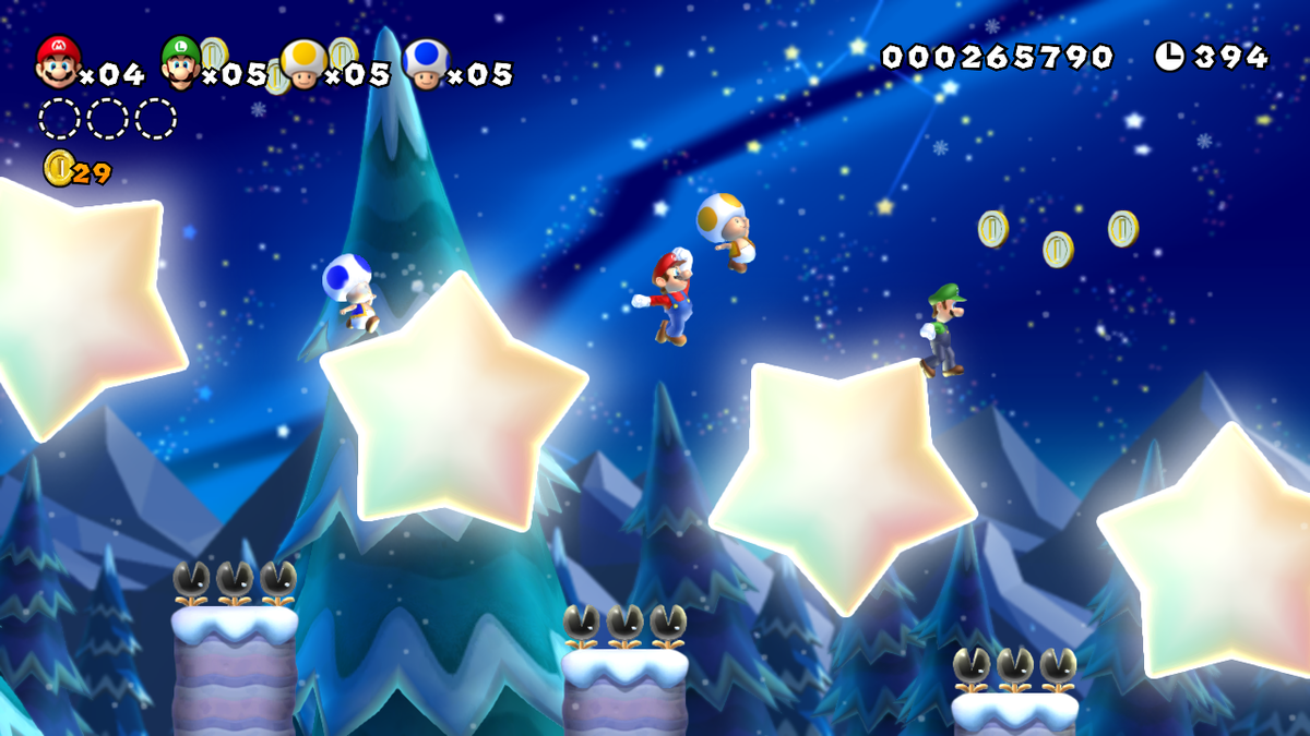 Spinning-Star Sky, New Super Mario Bros. U