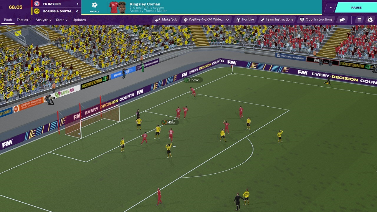 Screenshot della partita di Football Manager 2020 3D