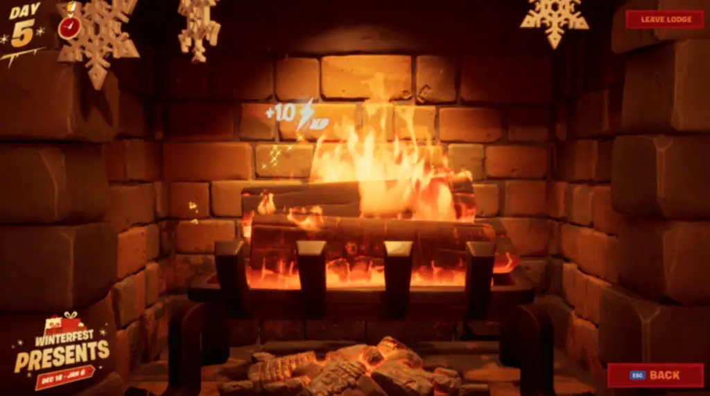 Come scaldarti accanto al fuoco nella Winterfest Lodge di Fortnite