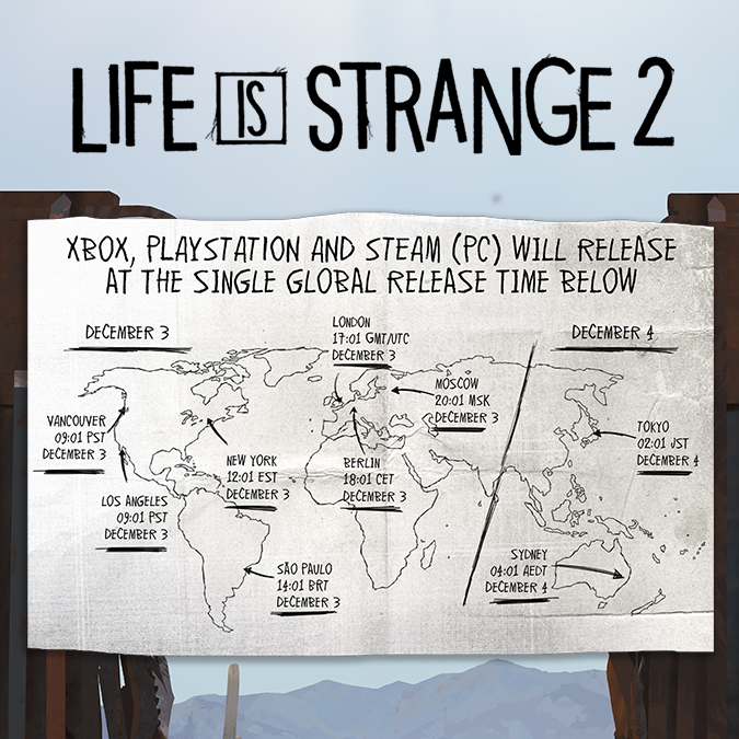 Mappa di rilascio dell'episodio 5 di Life is Strange 2