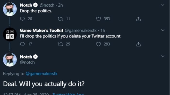 Notch elimina l'account Twitter