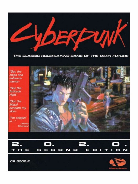 La copertina del libro di gioco di ruolo da tavolo Cyberpunk 2020