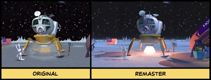 Uno screenshot di confronto tra Sam & Max Save the World e il suo remaster.