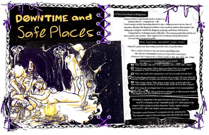 L'arte del libro di Dungeon Bitches mostra Firebrand, Lantern Girl e Disgraced Princess coccole