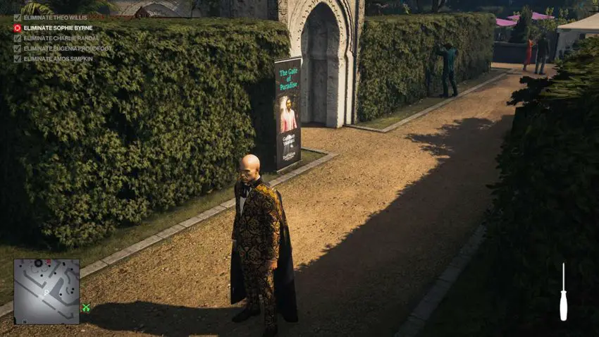 buttare-cacciavite-hitman-3-dartmoor-garden-show-cecchino-assassino