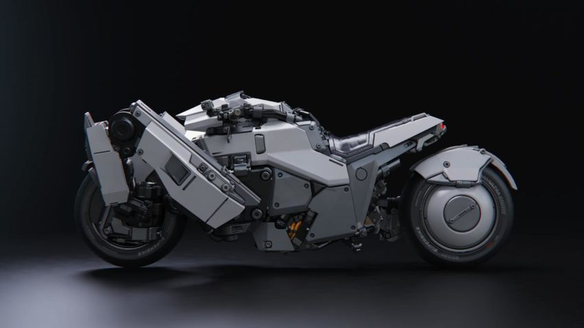 Un batcycle bianco e grigio