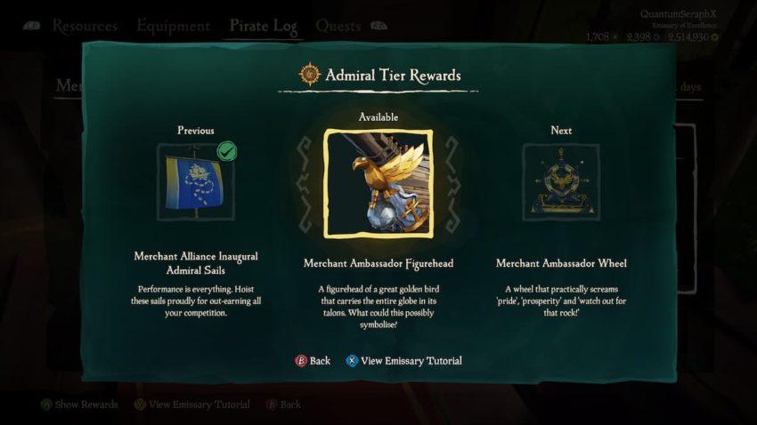 Ricompense del registro degli emissari di Sea of ​​Thieves