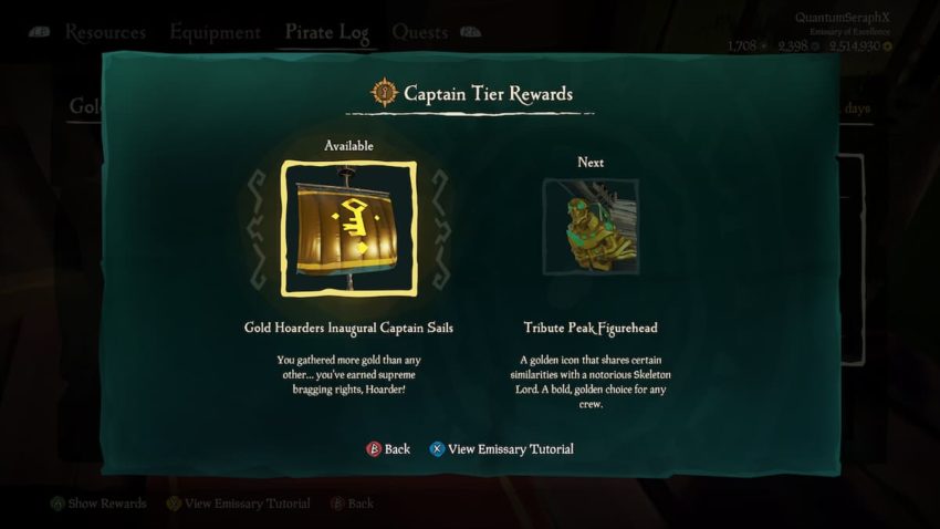 Ricompense del registro degli emissari di Sea of ​​Thieves
