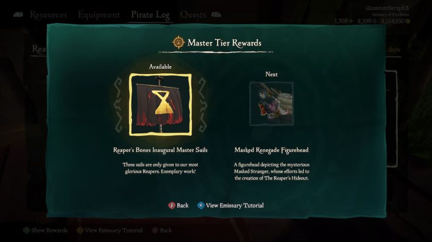Ricompense del registro degli emissari di Sea of ​​Thieves