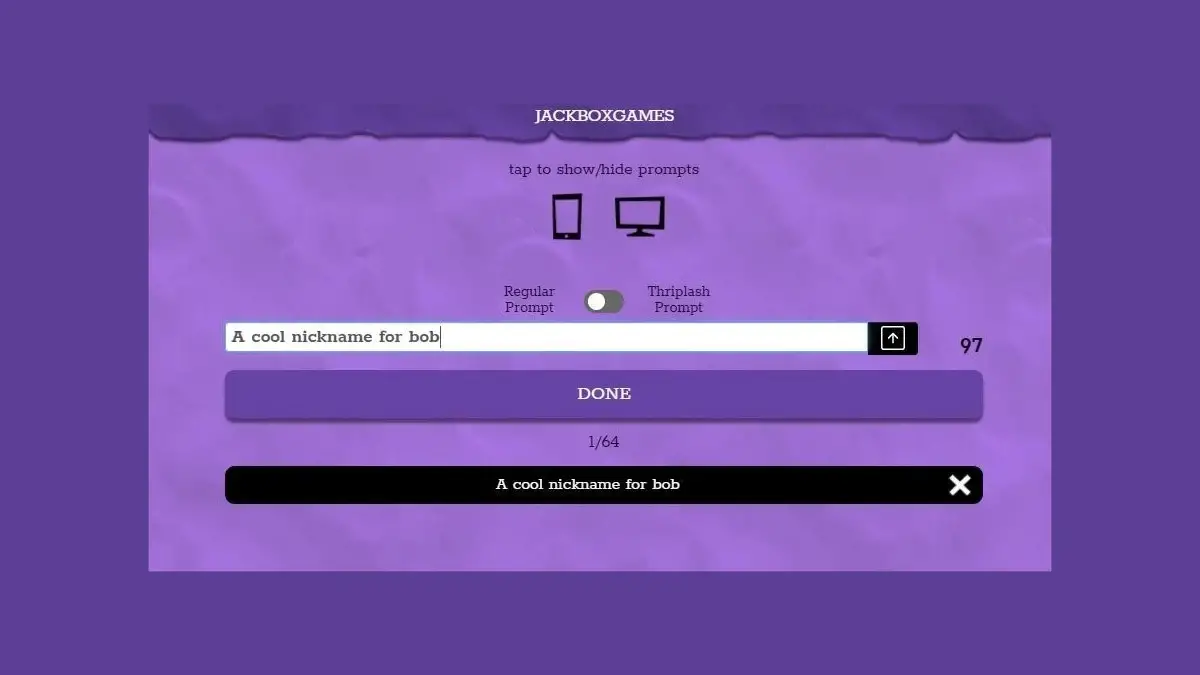 Quiplash crea prompt