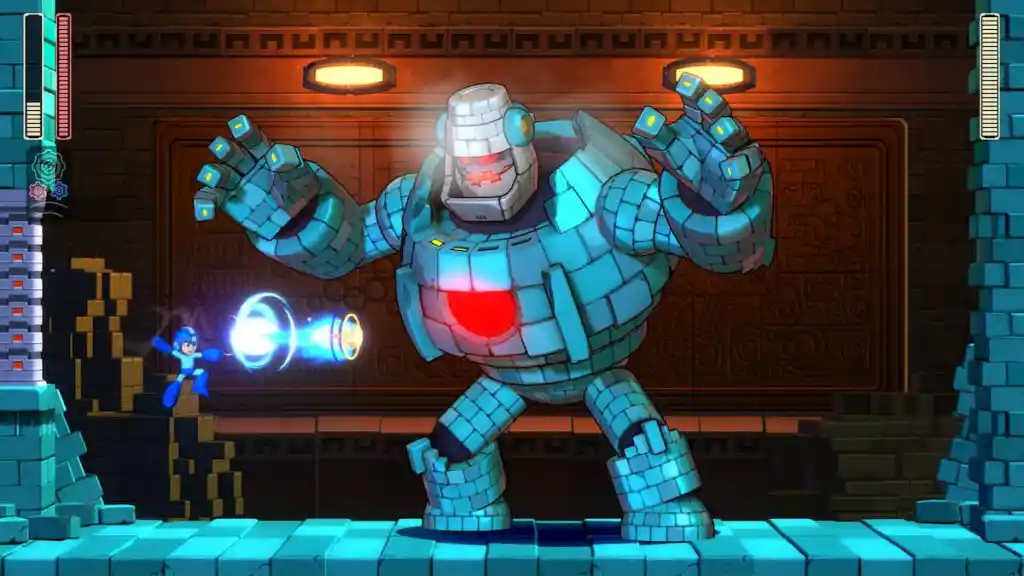 Combattimento contro il boss di Megaman 11 Block Man