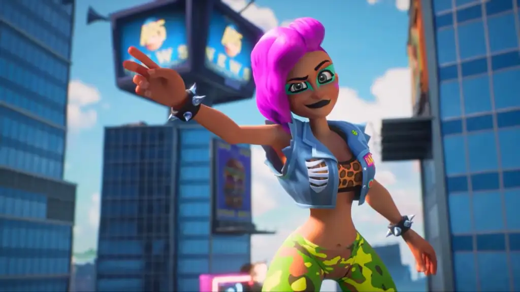 Un giocatore dai capelli rosa in Rumbleverse