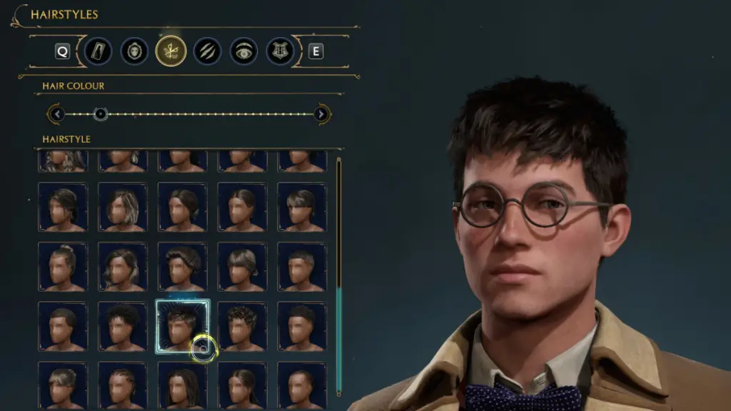 Opzioni di acconciatura per creare un personaggio di Harry Potter in Hogwarts Legacy