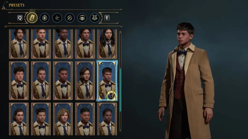 Opzione preimpostata per Draco Malfoy Character Creator in Hogwarts Legacy