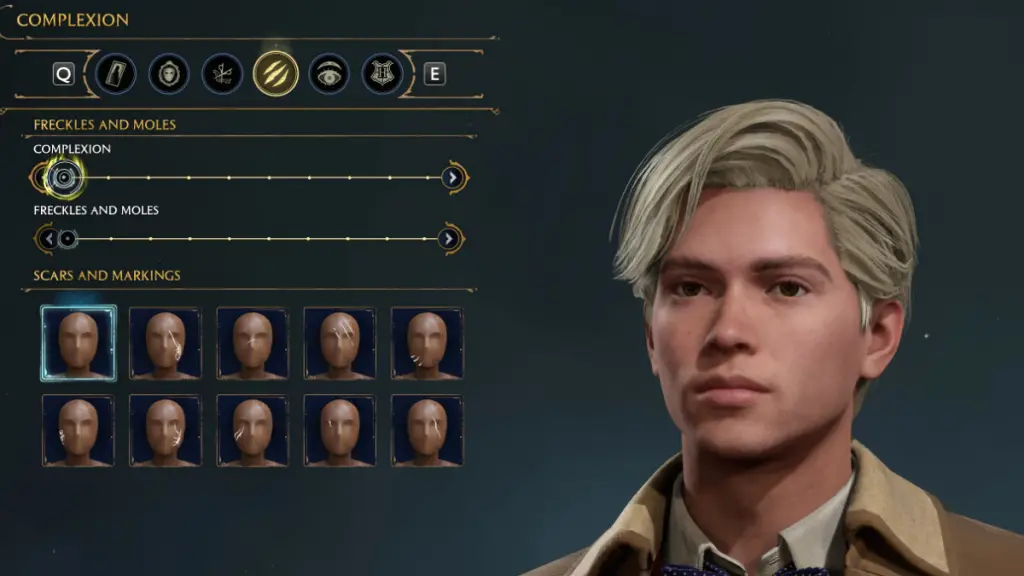 Opzioni di carnagione per Draco Malfoy Character Creator in Hogwarts Legacy