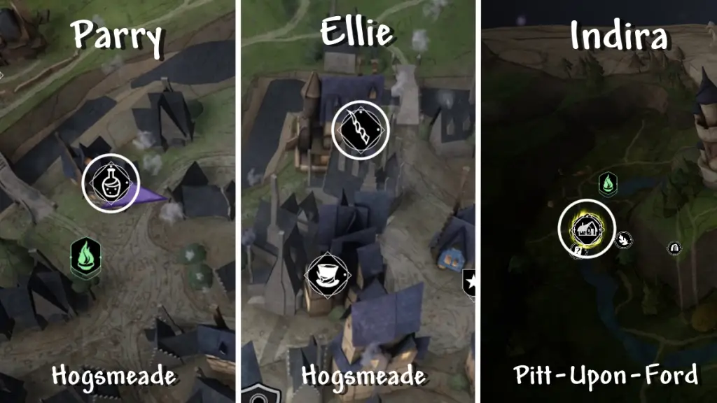 Tutte le posizioni della mappa dei venditori di materiali per bestie in Hogwarts Legacy