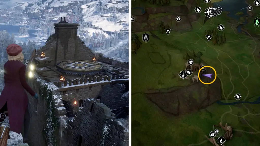 Posizione sulla mappa della piattaforma di atterraggio di Keenbridge nell'eredità di Hogwarts