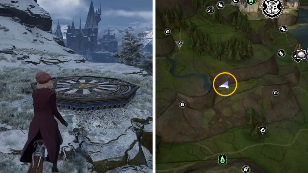 Posizione sulla mappa della piattaforma di atterraggio della valle di Hogwarts ovest nell'eredità di Hogwarts