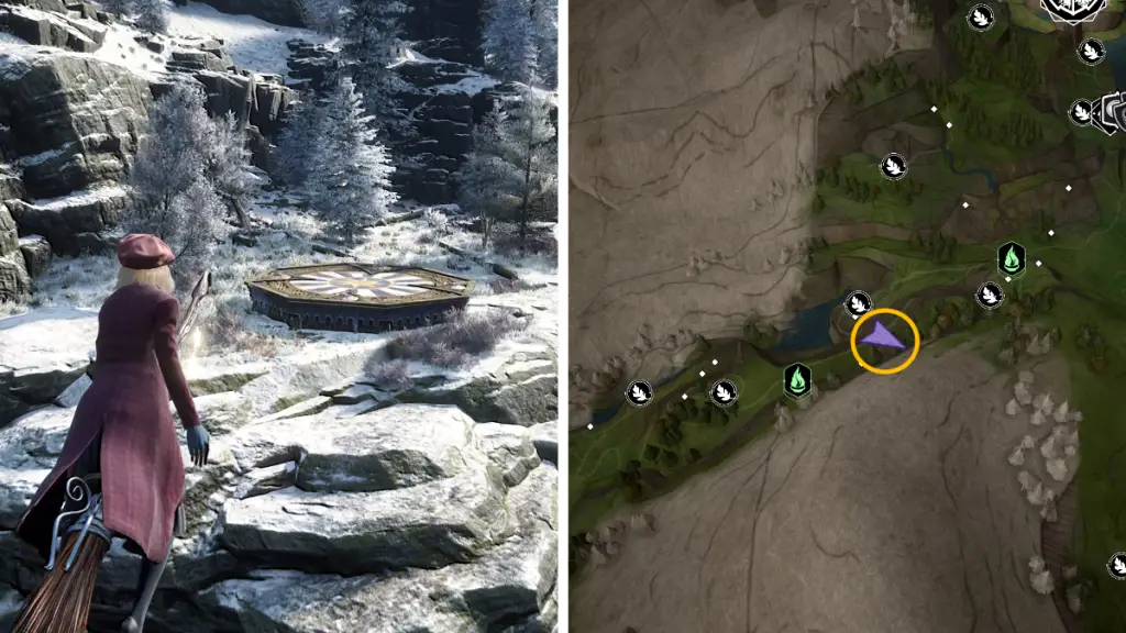 Posizione della mappa della piattaforma di atterraggio North Feldcroft nell'eredità di Hogwarts