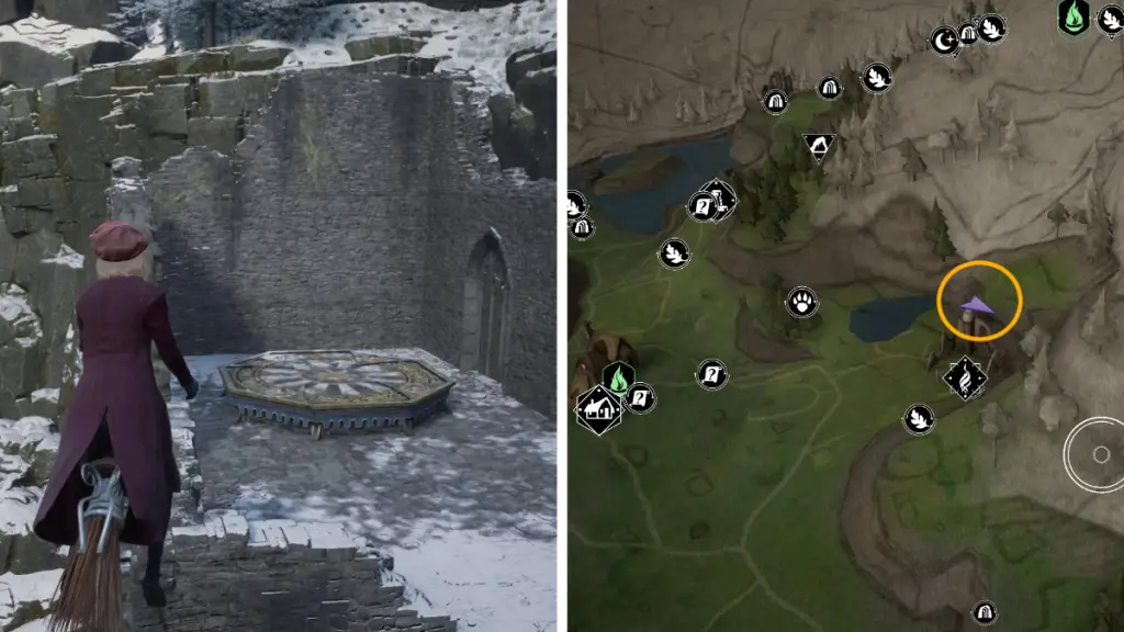 Posizione della mappa della piattaforma di atterraggio di Feldcroft nell'eredità di Hogwarts