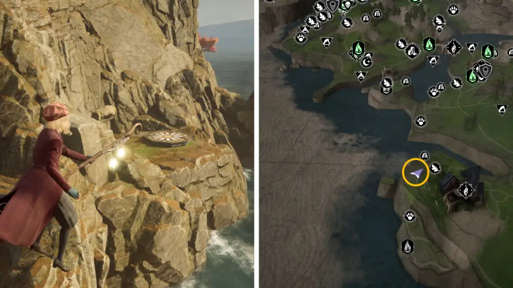 Posizione sulla mappa della prima piattaforma di atterraggio di West Manor Cape nell'eredità di Hogwarts