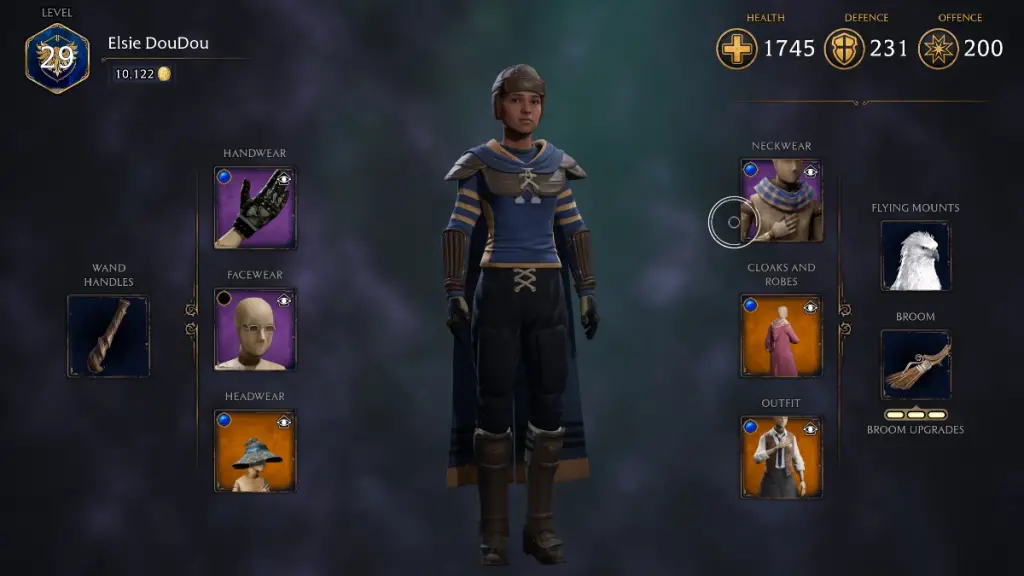 Indossa l'abito del Capitano di Quidditch in Hogwarts Legacy