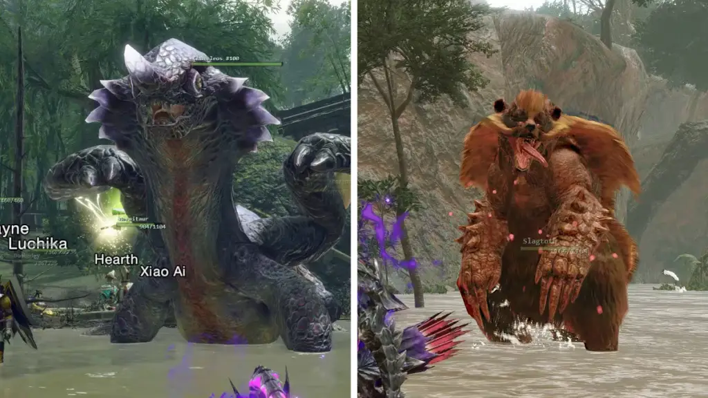 Combattere Chameleos e Arzuros afflitti per materiali gioiello Mighty Bow 4 in Monster Hunter Rise Sunbreak
