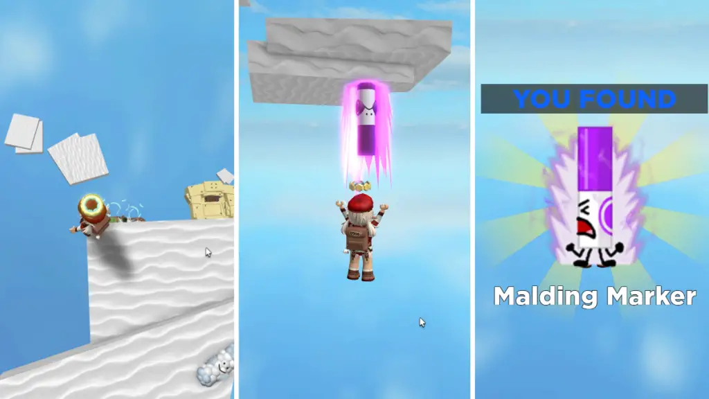 Sfida platform per raggiungere il marcatore Malding in Roblox Trova i marcatori