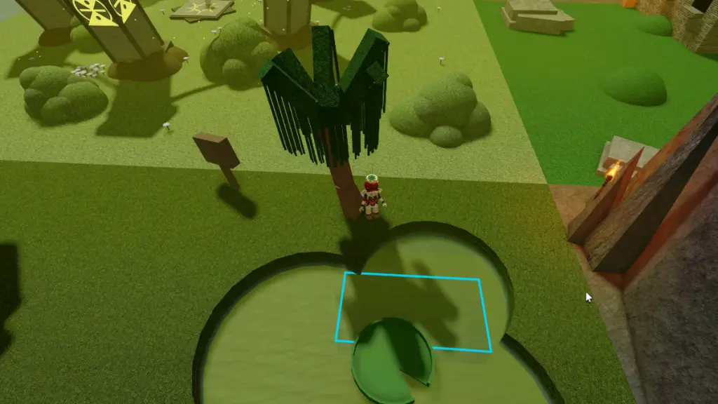 Trovare la piattaforma nascosta sotto la palude fino alla posizione del marcatore di funghi in Roblox Trova i marcatori