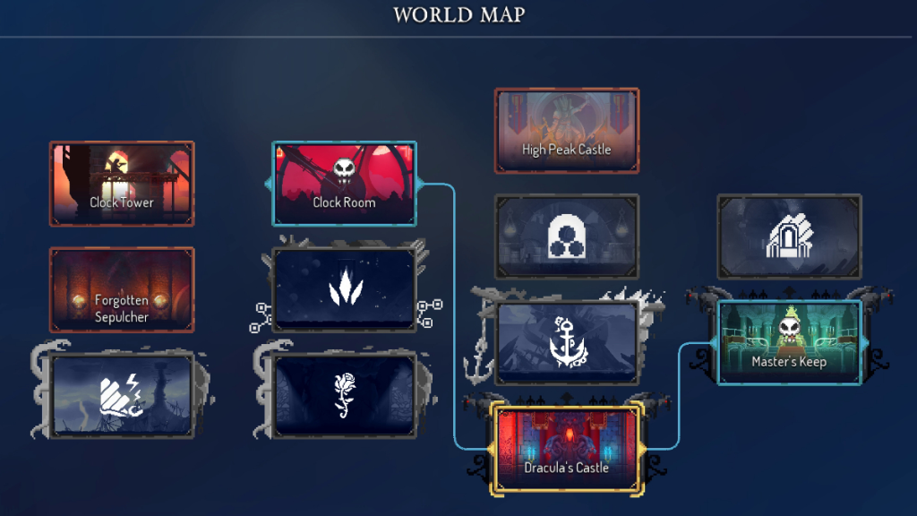 Mappa del mondo per raggiungere la Fortezza del Maestro in Dead Cells Ritorna a Castlevania