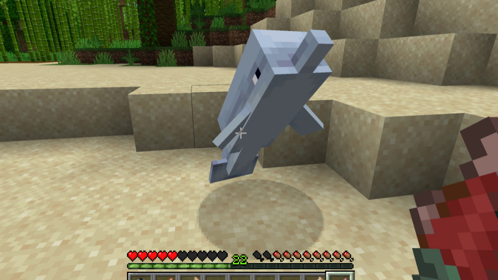 Nutrire un delfino spiaggiato in Minecraft
