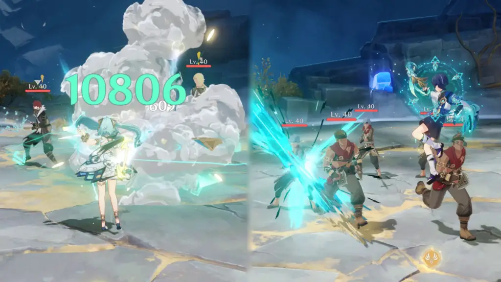 Wanderer e Faruzan combattono in Genshin Impact Vibro-Crystal Verification Day 2