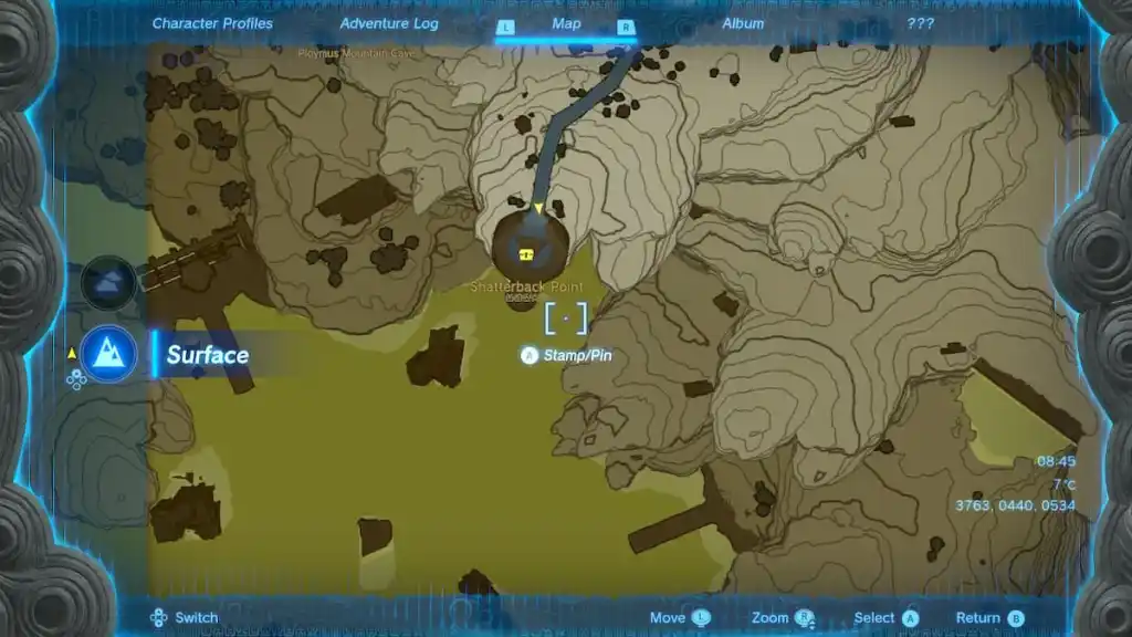 Mappa della posizione della statua di Mipha Lacrime del Regno