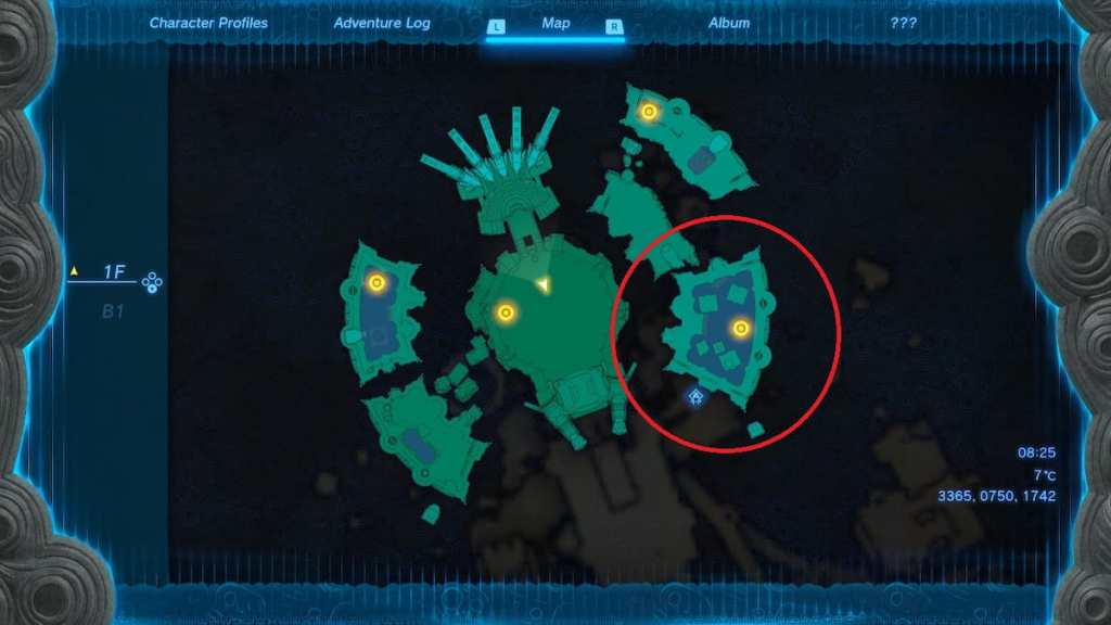 Immagine della mappa di Tears of the Kingdom Water Temple South East Island
