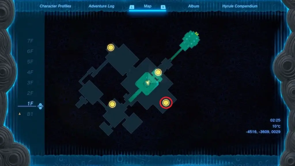 The Legend of Zelda Tears of the Kingdom Lightning Temple Quest Mappa Batteria 3 Posizione