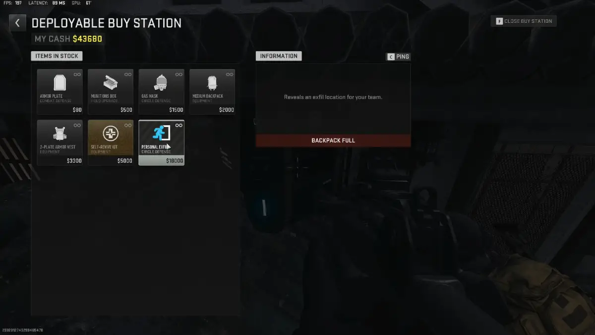 Menu di acquisto della stazione dispiegabile di Warzone 2 dallo Scavenger.