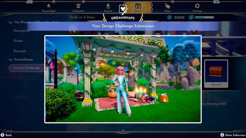 Presentazione della sfida Dreamsnaps Disney Dreamlight Valley