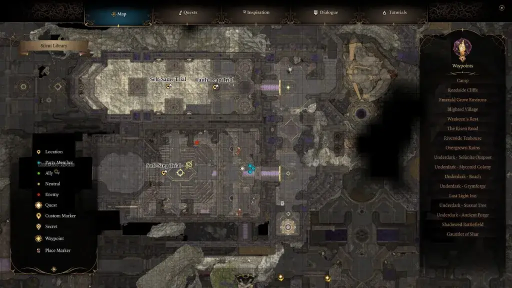 Posizione della Biblioteca silenziosa in Baldur's Gate 3