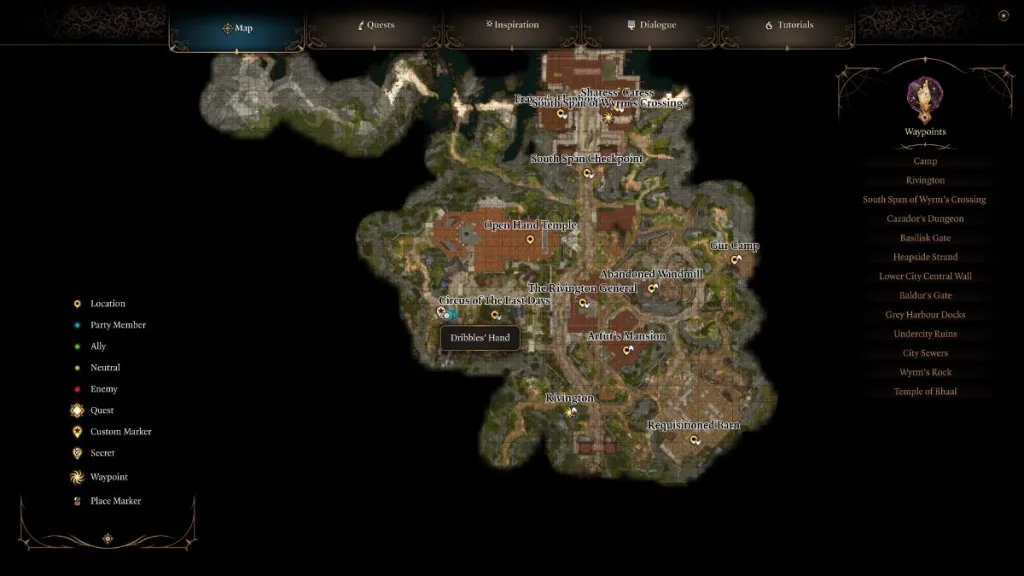 Baldur's Gate 3 Dribbla la posizione della parte del corpo del pagliaccio