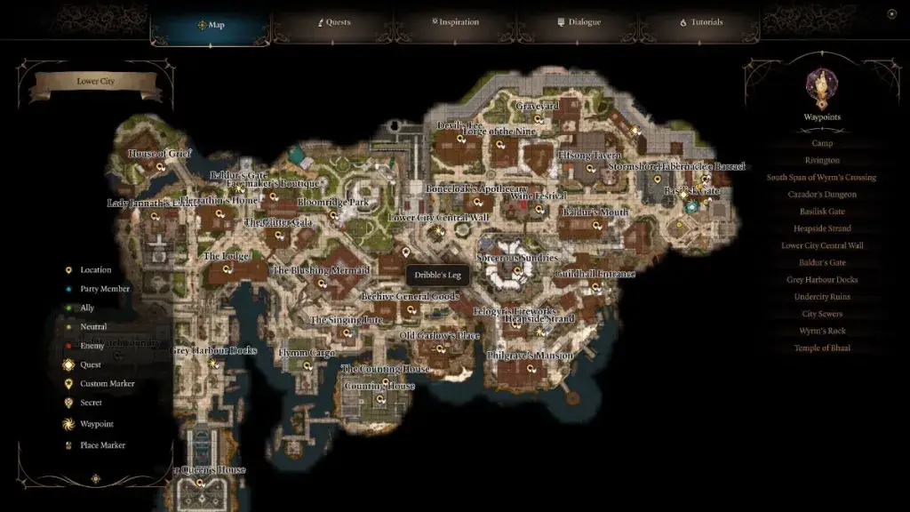 Baldur's Gate 3 Dribbla la posizione della parte del corpo del pagliaccio
