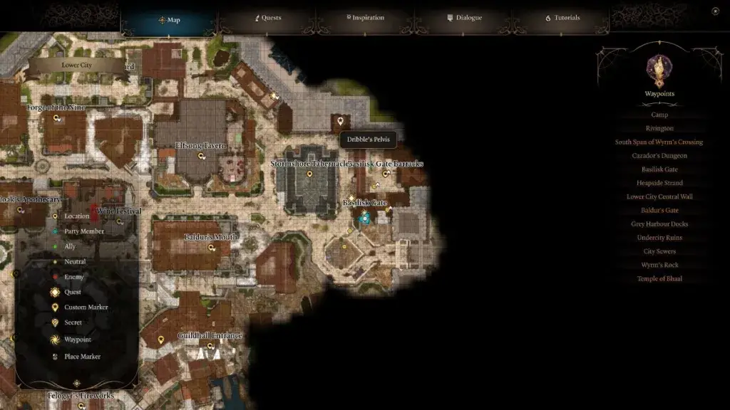 Baldur's Gate 3 Dribbla la posizione della parte del corpo del pagliaccio