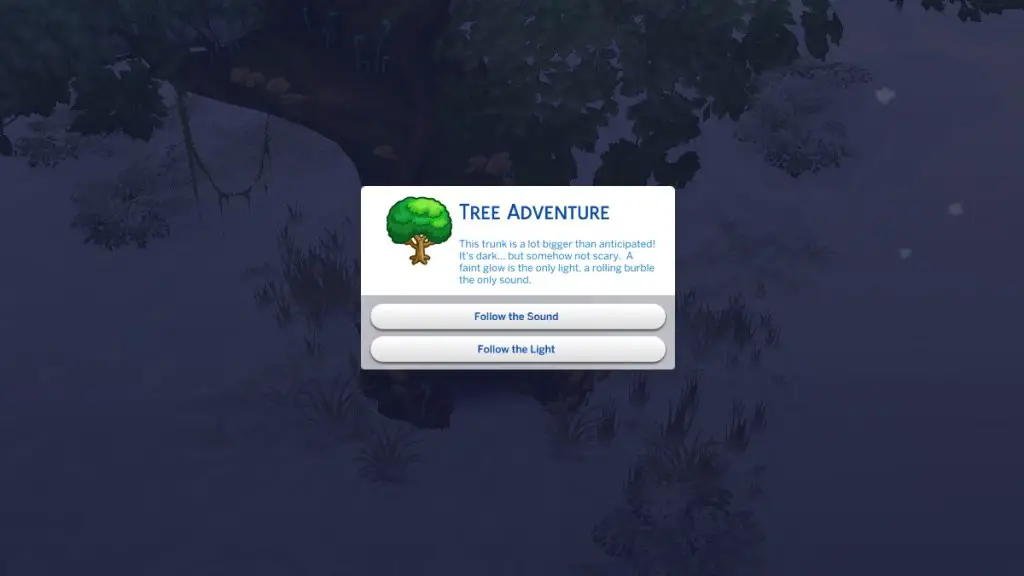 Avventura sugli alberi Follow the Sound Sims 4