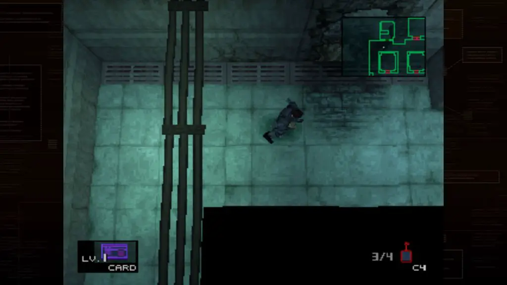 a sinistra dell'ascensore-parete-per-esplodere-con-c4-metal-gear-solid-master-collection-vol-1