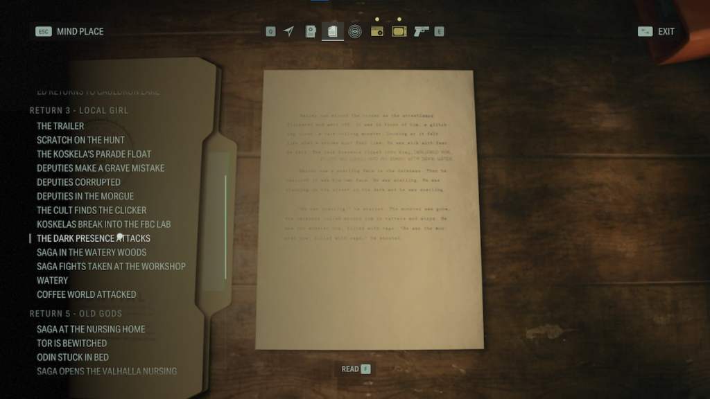 Dove trovare tutte le pagine dei manoscritti Watery in Alan-Wake-2