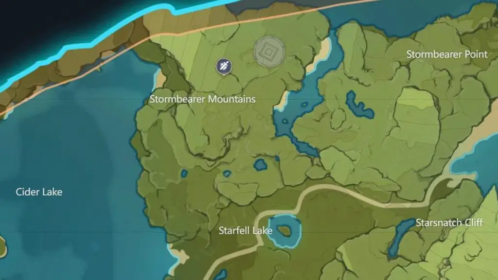 Mappa delle Montagne Stormbearer di Genshin Impact
