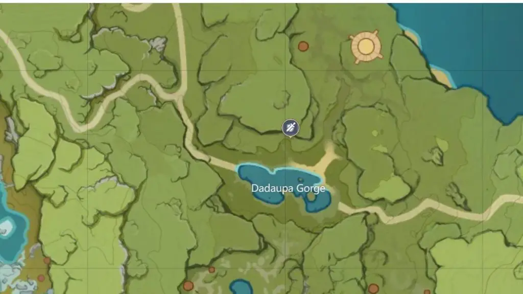 Mappa della gola di Genshin Impact Dadaupa