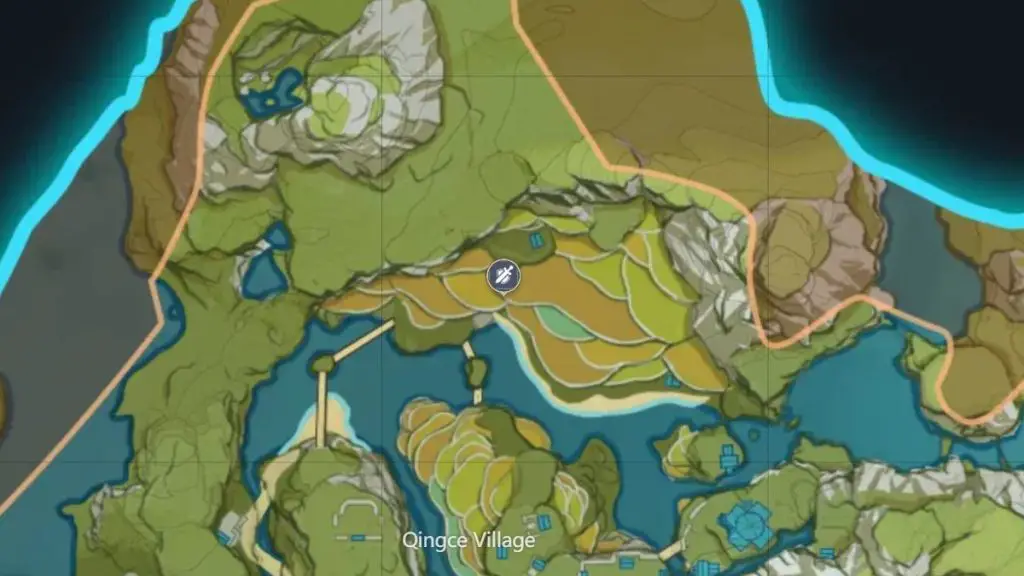Mappa del villaggio di Genshin Impact Qingce
