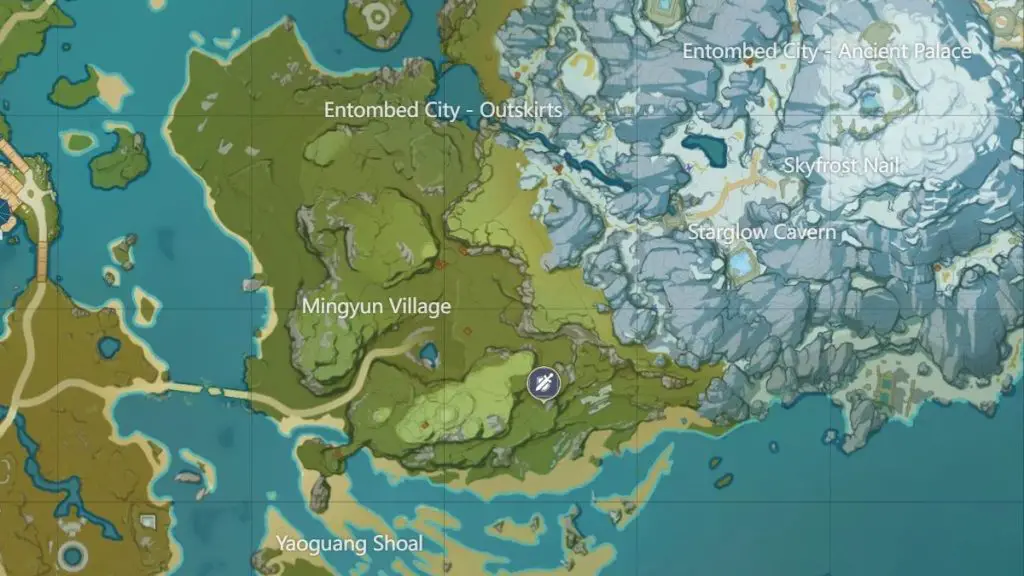Mappa del villaggio di Genshin Impact Mingyun