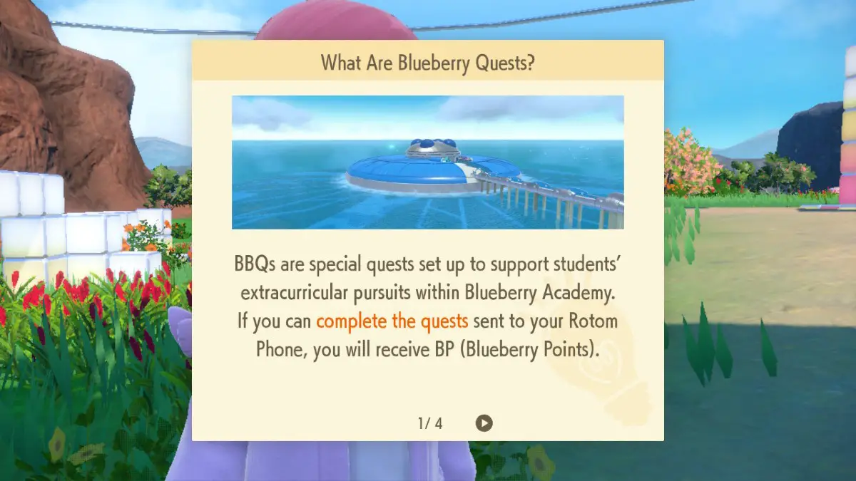 Disco indaco esplicativo di Blueberry Quests