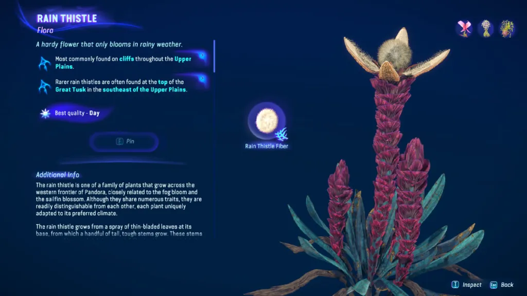Informazioni sul cardo selvatico nella Guida dei cacciatori in Avatar Frontiers of Pandora